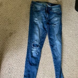 American eagle blue rip patch jeans. Size 4